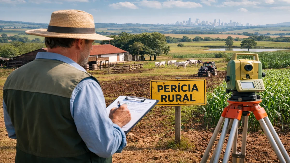 Perito rural em Goiânia realizando perícia técnica em imóvel rural no entorno da cidade
